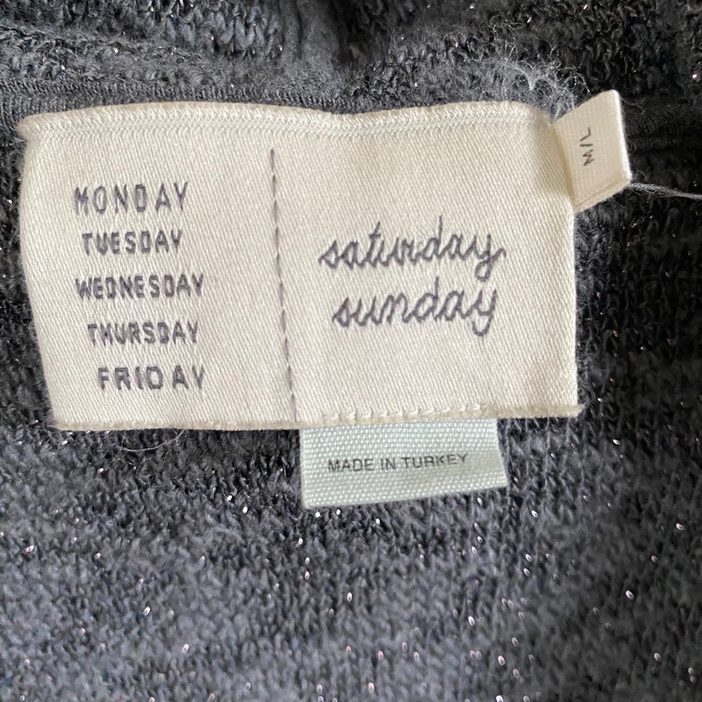 Anthropologie Saturday Sunday Metallic Glitter Hooded Cardigan Size M/L - Picture 5 of 6